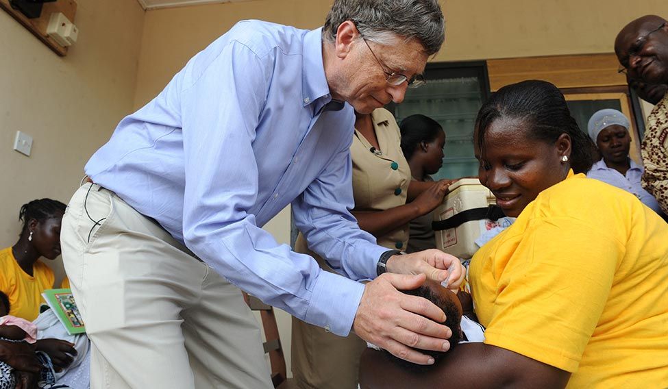 Drops of care: Gates administering a rotavirus vaccine against diarrhoea at the Ahentia Health Centre, in central Ghana in 2013. Bill and Melinda Gates made their first visit to Africa in 1993 | Getty Images 'Gates' to a healthy future