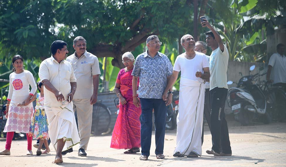 Family matters: Chandrasekaran with his relatives and villagers at Mohanur. A nice man to know