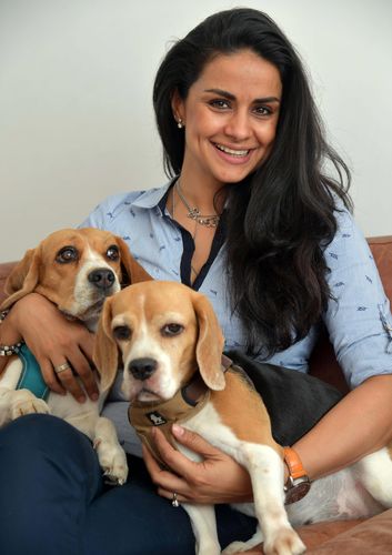 Bow-wowed: Gul Panag with her beagles at her Versova home | Janak Bhat Flying high