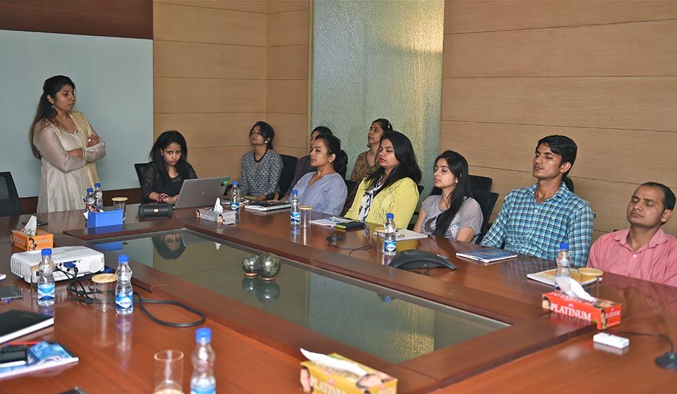MIND MATTERS- Meena Mahajan conducts a meditation session at O-Zone Networks, Gurgaon | Aayush Goel Fit, for the job