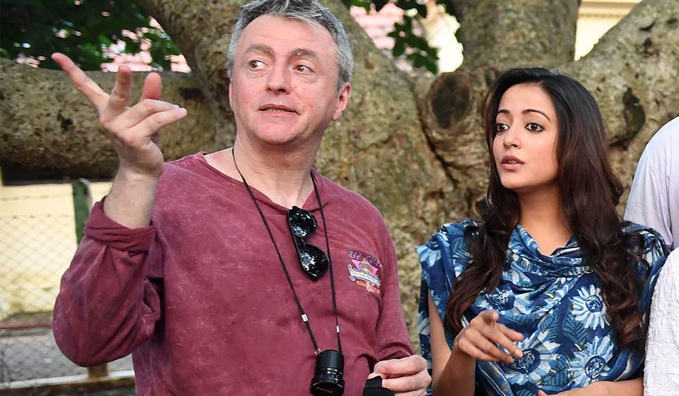 Calling the shots: Director Pablo Cesar with actor Raima Sen in Santiniketan. Love bards