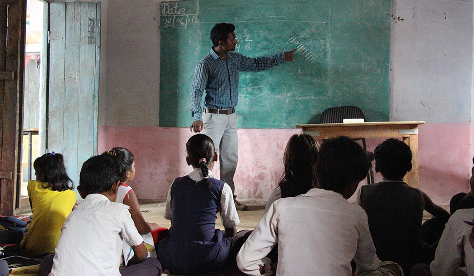 Part-time teacher Lokesh Koli at the single-teacher school at Dhaba in Sehore district. The village is represented by Swaraj in the Lok Sabha and Chief Minister Shivraj Singh Chouhan in the assembly | Photographs: Vivek Pateria Lessons in negligence