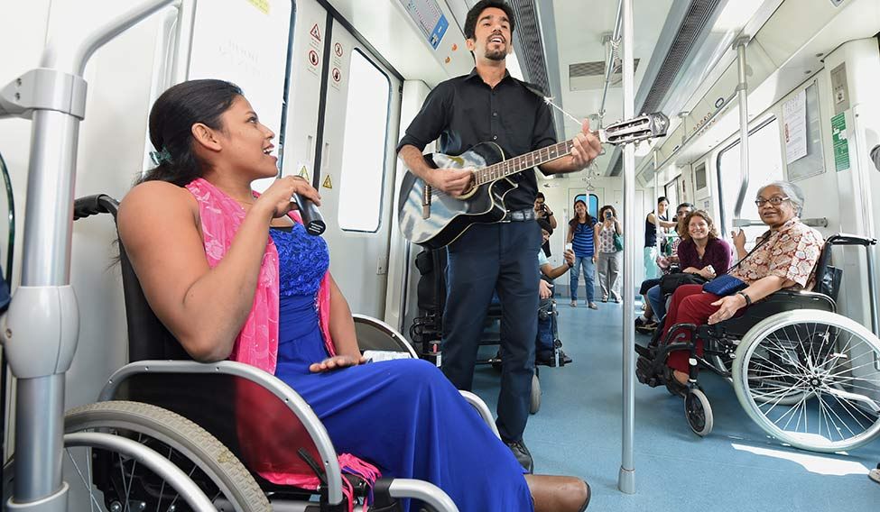 A programme organised for specially-abled people by an NGO. Fun on rail