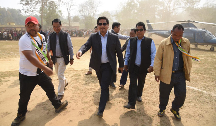 BJP, Cong reach 'kingmaker' UDP HQ at same time for Meghalaya support BJP, Cong reach 'kingmaker' UDP HQ at same time for Meghalaya support