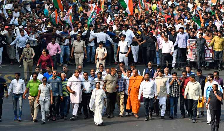 Mamata Leads Mega Protest Rally Vows Not To Allow Nrc Caa In Bengal