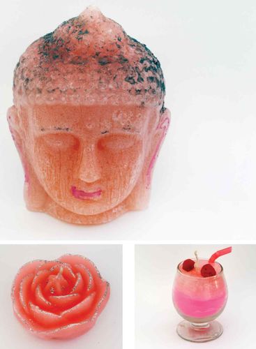 Roll models: Bhatia's Sunrise Candles offers 9,700 designs, including the Buddha, flowers and strawberry milkshake | Photos: Sanjoy Ghosh I-opener