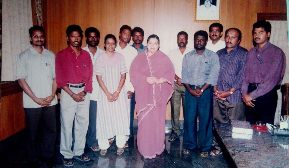 Lakshmi Subramanian and J. Jayalalithaa with the Jaya TV team in 2001 in Chennai The Amma I knew