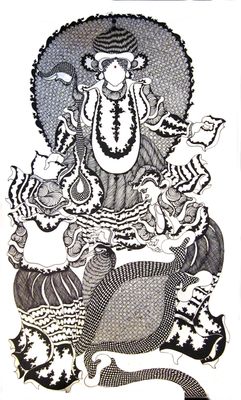 Devotion-II, pen and ink on paper When Indian folklore meets western comics