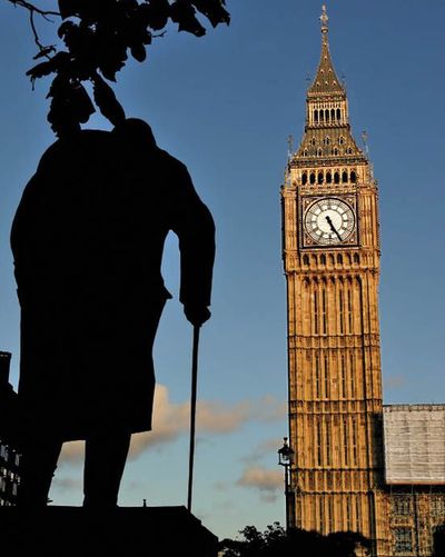 A monument to Churchill now stands opposite the Palace of Westminster, facing the clock first installed by Dent in 1859 | © adrian zenz/shutterstock.com Winston’s Lost Watch