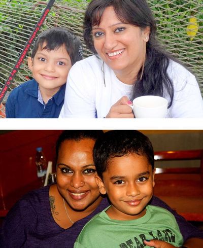 Mom's the best: Shivkala Mudaliar with son Zubin; (top) Chetana Misra with son Aayaan. Mommy’s day out