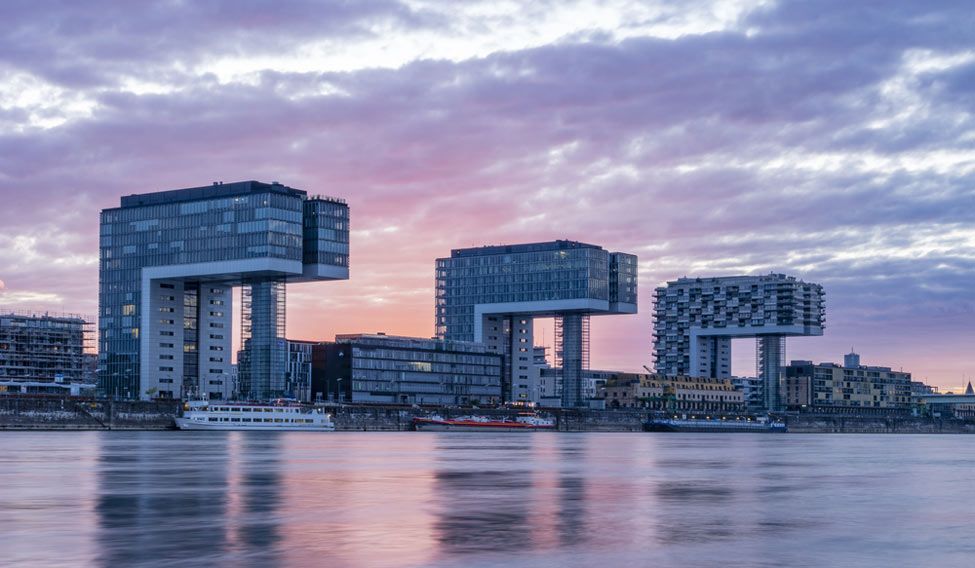 The 17-storey Kranhauser City on the Rhine