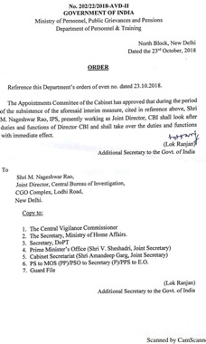 CBI order on Rao appointment