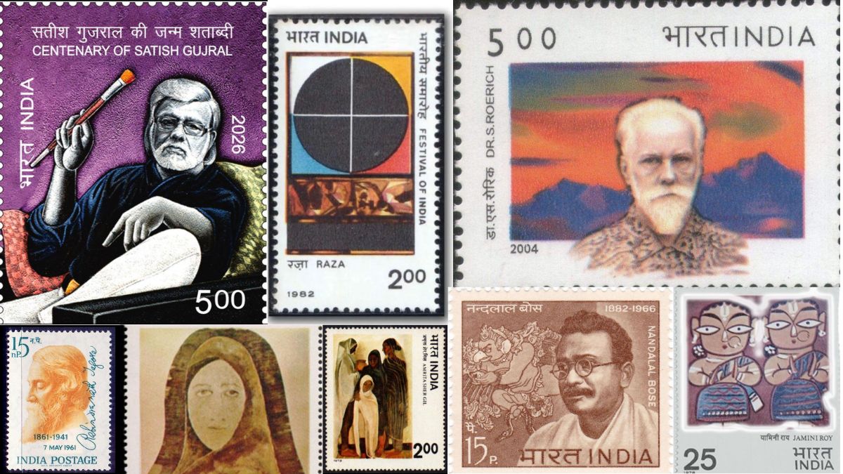 Indian postage stamps celebrating art and their artists