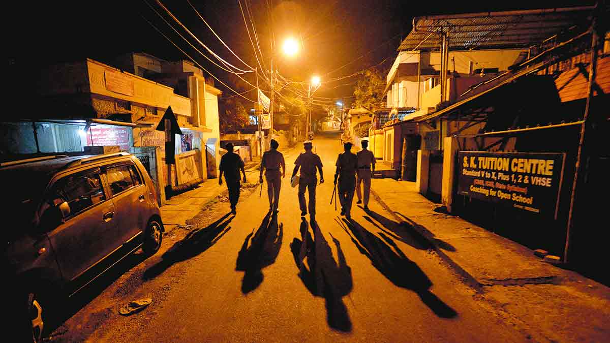 Always on guard: A police team patrolling at night in Thiruvananthapuram | Rinkuraj Mattancheriyil