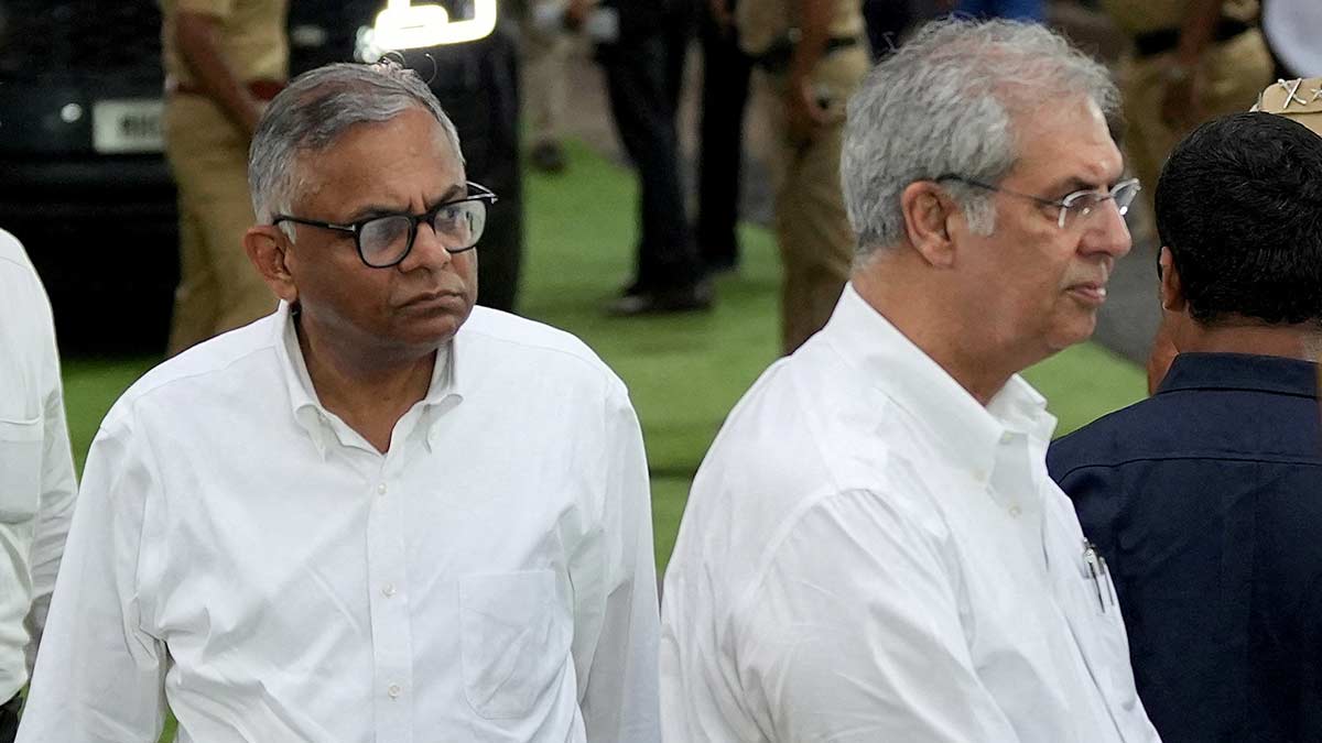 Parting ways: Tata Sons chairman N. Chandrasekaran with Tata trusts chairman Noel Tata | REUTERS