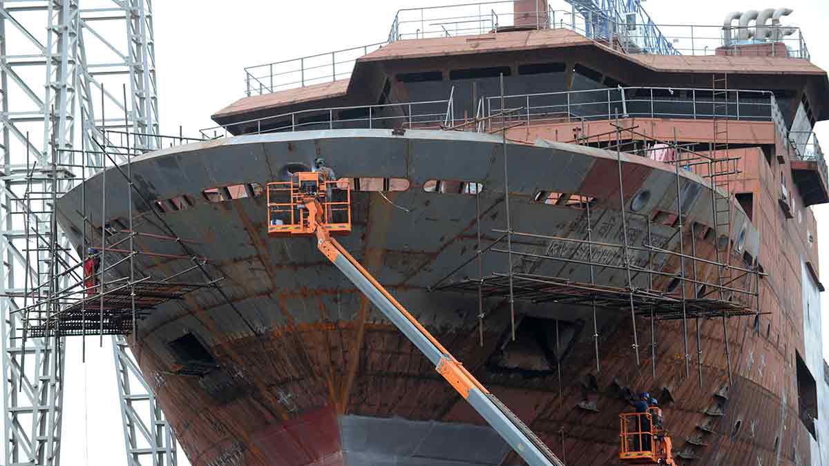 Miles to go: Currently, only a few commercial ships are built in India, but with the government’s maritime push, there could soon be more | AFP