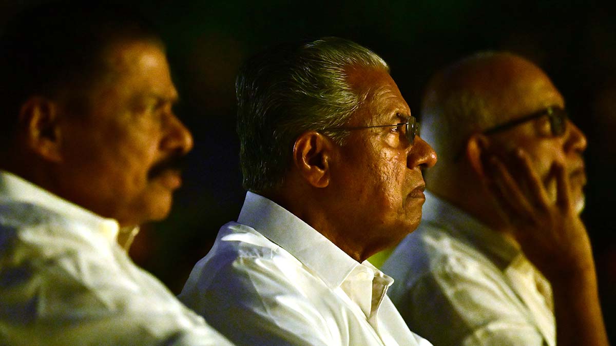 Doom and gloom: (From left) CPI(M) Kerala secretary M.V. Govindan, former Kerala chief minister Pinarayi Vijayan and CPI(M) general secretary M.A. Baby | Rahul R. Pattom