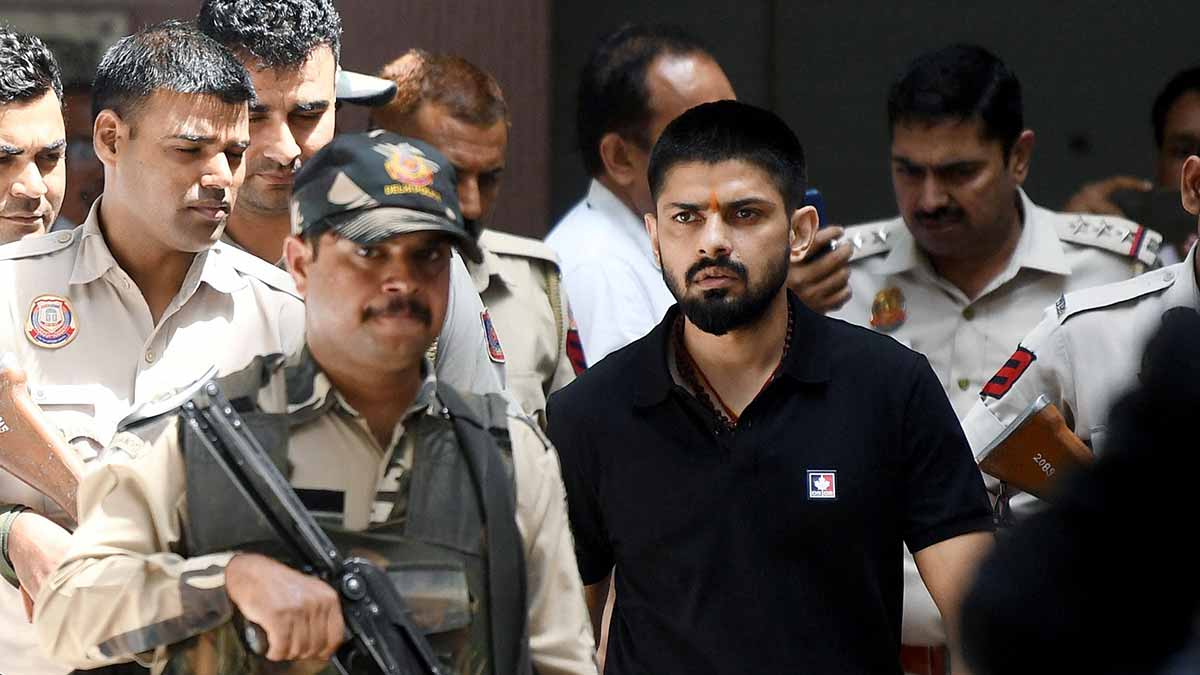 Jailed gangster Lawrence Bishnoi at a Delhi court | REUTERS