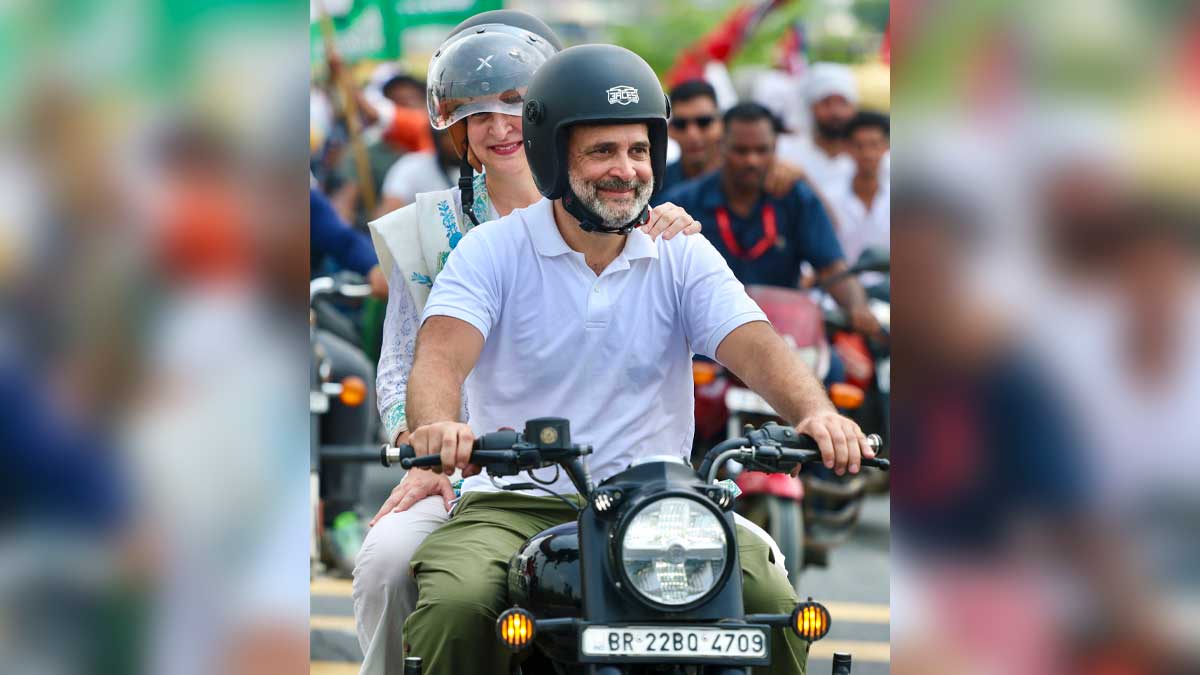 Road to resurgence: Rahul Gandhi and Priyanka Gandhi Vadra taking a motorcycle ride during the Vote Adhikar Yatra in Bihar in August last year | PTI