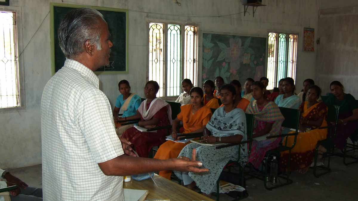 Helping hand: Dr Maria Xavier Turtius, founder of Madurai Health and Leprosy Relief Centre, giving a class to nursing students | Special Arrangement