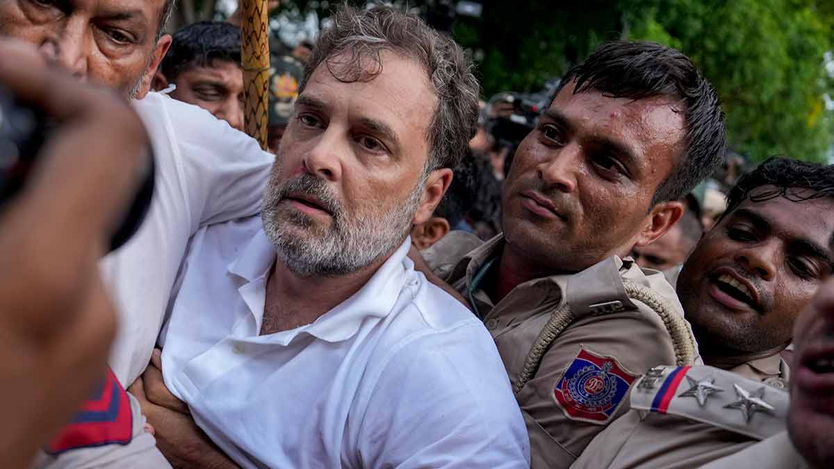 Fight club: Police detain Rahul Gandhi during the July 21 protest outside the prime minister’s residence | PTI