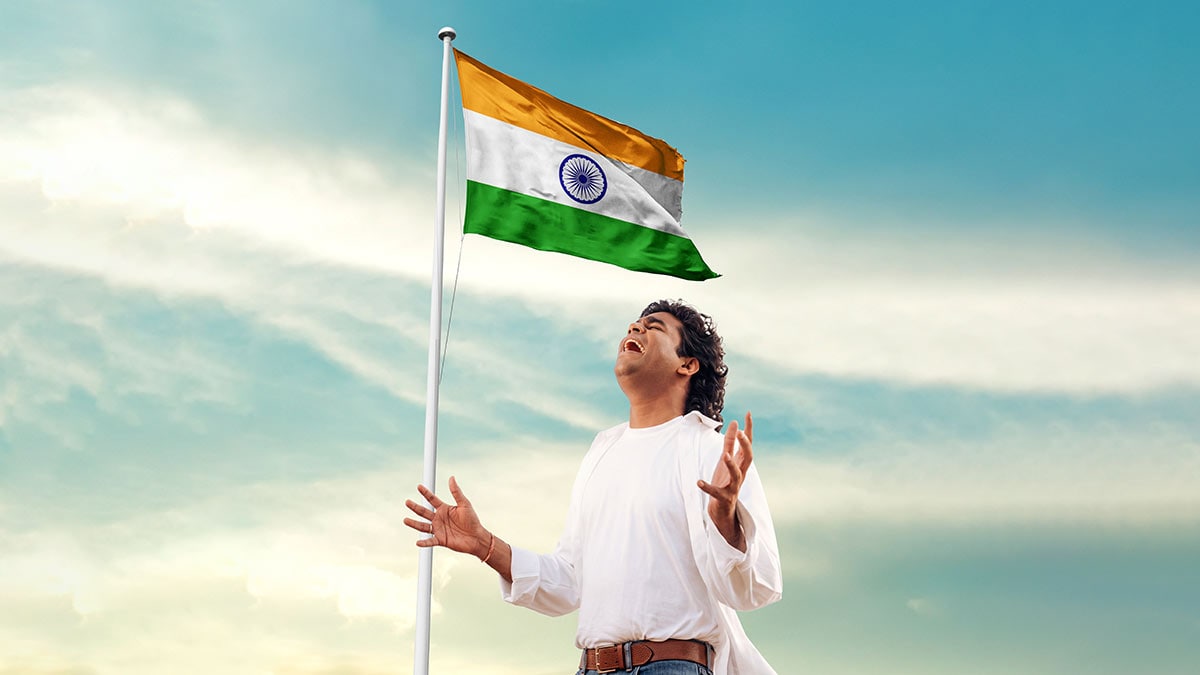 Proudly indian: A.R. Rahman sings 'Maa Tujhe Salaam' from his debut album Vande Mataram | Imaging: Sujesh K.; Youtube@Sonymusicindia