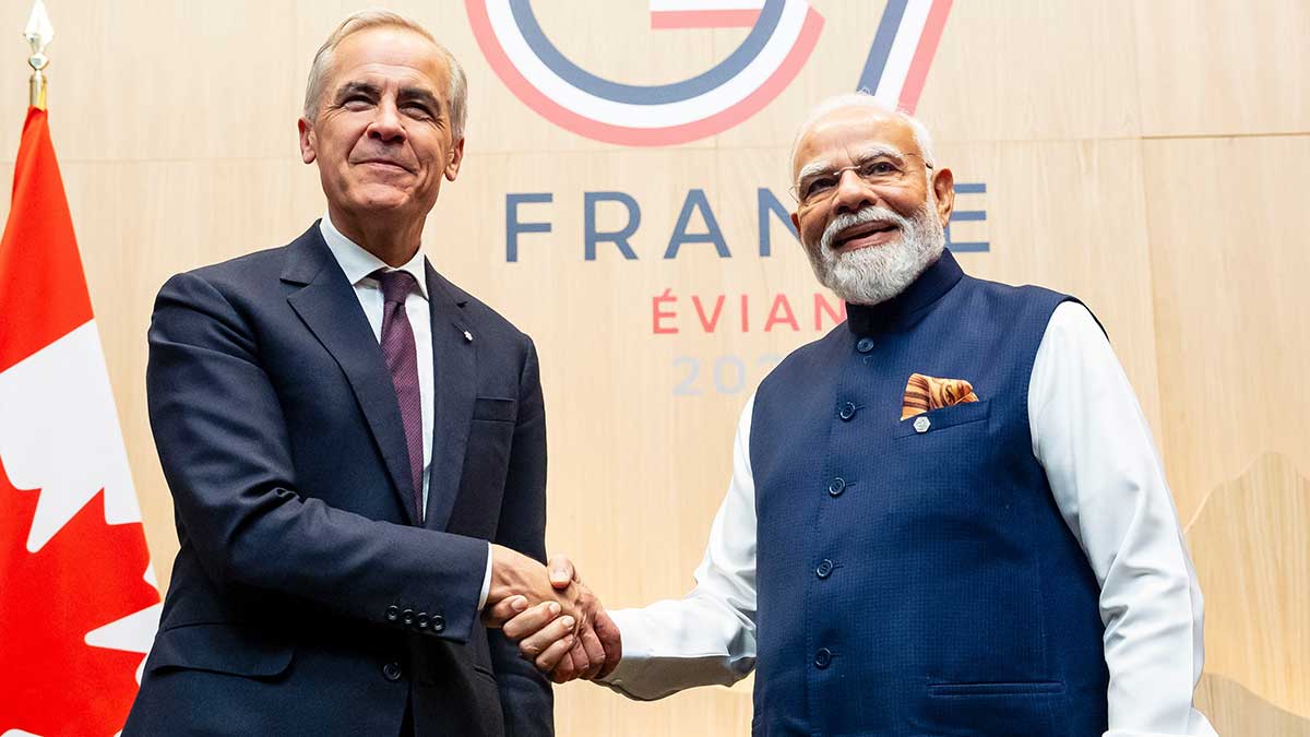 Get, set, go: Canadian Prime Minister Mark Carney with Prime Minister Narendra Modi during the G7 summit in France on June 16 | AP