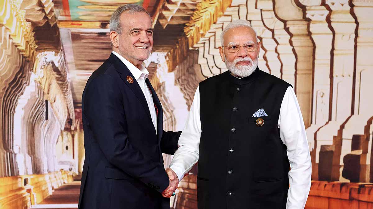 Warm vibes: Prime Minister Narendra Modi with Iranian President Masoud Pezeshkian before at the 18th BRICS Summit in New Delhi on September 12 | AFP