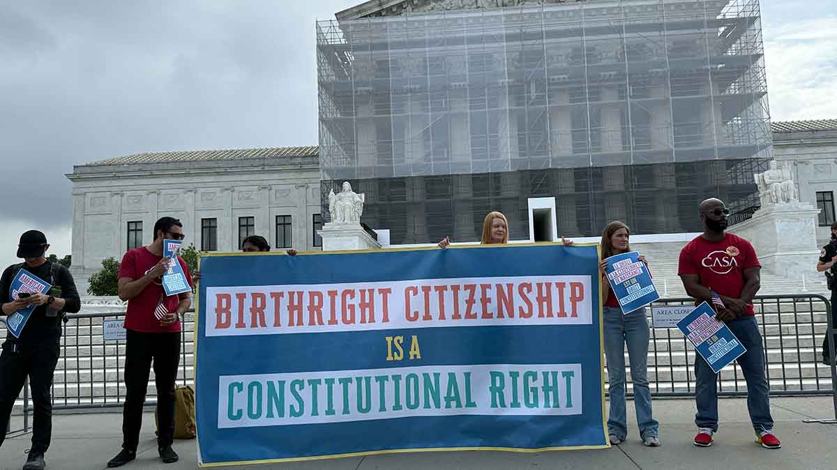 United stand: A demonstration in support of birthright citizenship outside the supreme court in Washington, DC | Getty Images