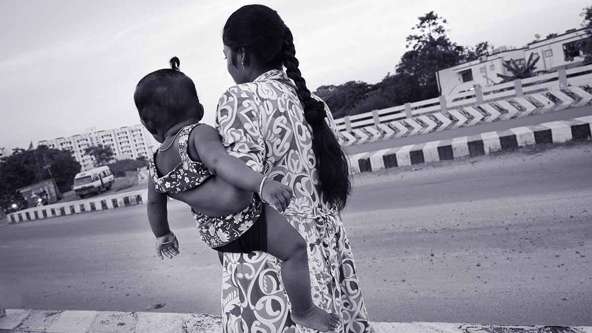 When life takes a turn: Aishwarya, 17, with her eight-month-old daughter, Mithra, in Chemmencherry.