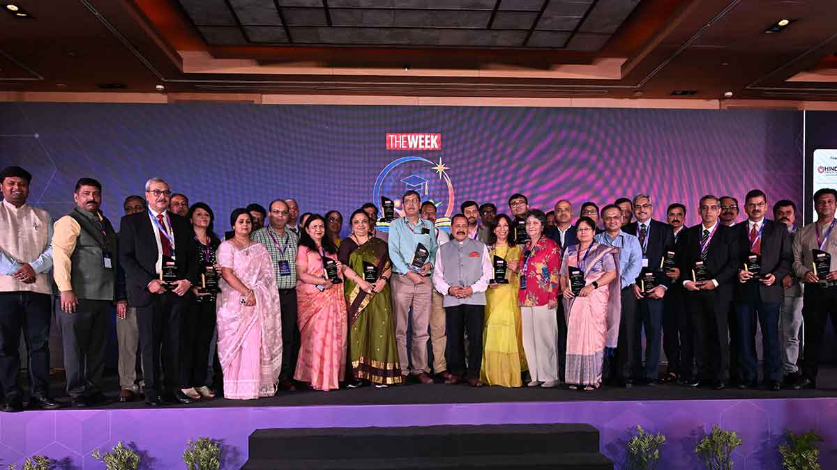 Winners of THE WEEK Best Universities Awards with Dr Jitendra Singh, Union minister of state (independent charge), science and technology; earth sciences; minister of state in the prime minister’s office; personnel, public grievances and pensions; atomic energy; space | Sanjay Ahlawat