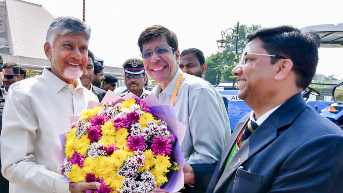 Andhra Pradesh Chief Minister N Chandrababu Naidu during the pan IIT Andhra Pradesh Summit 2026 held at the Ambedkar Kalavedika, in Vijaywada | PTI
