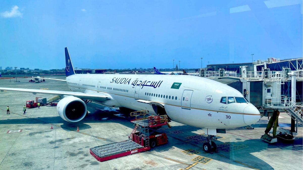 A Saudia flight at Chhatrapati Shivaji Maharaj International Airport in Mumbai | Nitin SJ Asariparambil