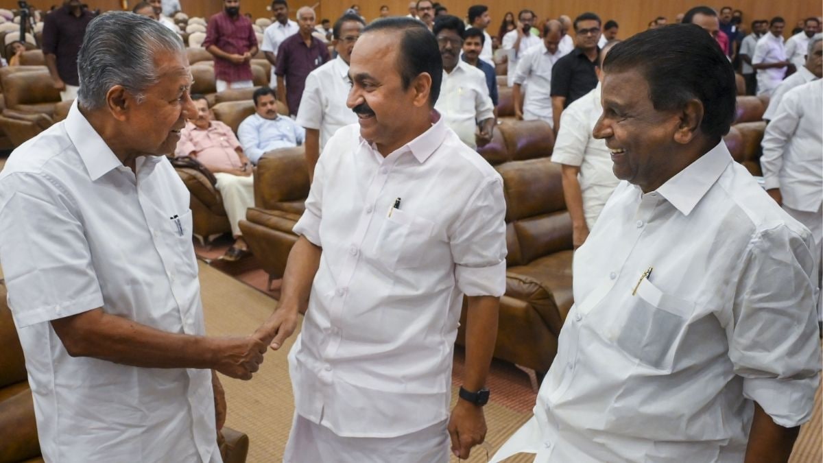File: Kerala Chief Minister V.D. Satheesan (centre), state Assembly Speaker Thiruvanchoor Radhakrishnan (right) and state Assembly LoP Pinarayi Vijayan during an orientation programme for legislators, in Thiruvananthapuram on June 17, 2026 | PTI