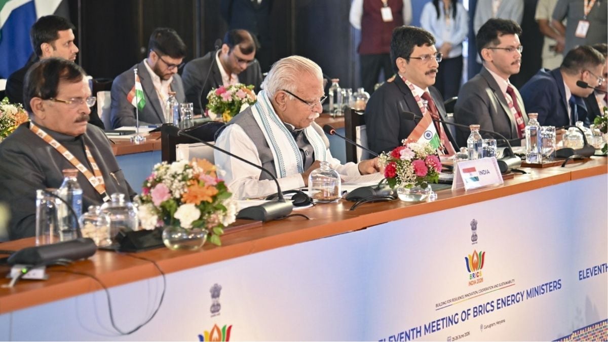 Union Minister Manohar Lal Khattar addresses the 11th BRICS Energy Ministers' Meeting, in Gurugram, Haryana | @mlkhattar/X