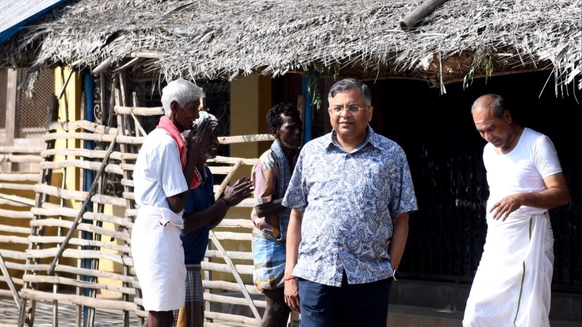 From THE WEEK archives: In this January 2017 file photo, Tata Sons chairman N Chandrasekaran walks in front of his ancestral house at Mohanur, Namakkal district, Tamil Nadu. His cousin Ajeethan (right) is also seen | Bhanu Prakash Chandra
