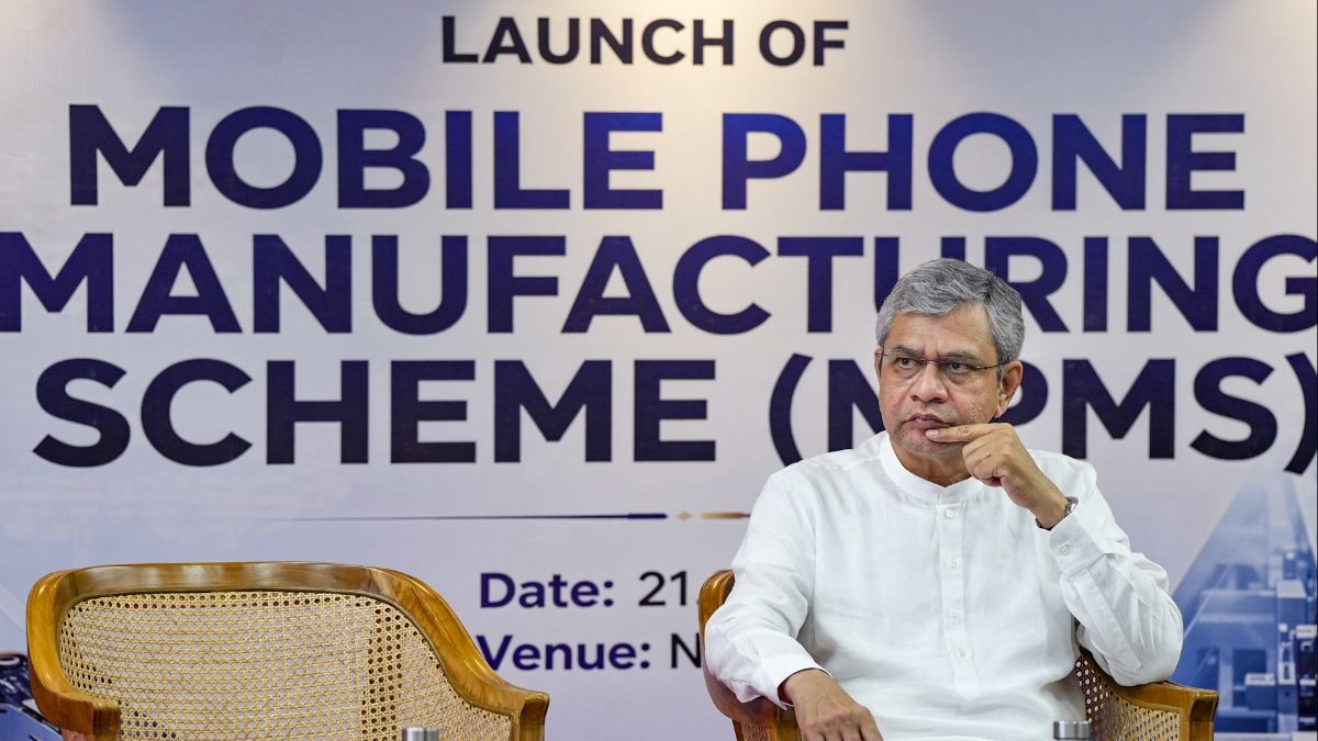 Union Electronics and Information Technology Minister Ashwini Vaishnaw during the launch of Mobile Phone Manufacturing Scheme (MPMS) in New Delhi on Aug 21, 2026 | PTI 