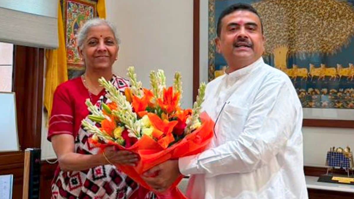Union Finance Minister Nirmala Sitharaman during a meeting with West Bengal Chief Minister Suvendu Adhikari at Parliament House in New Delhi | PTI