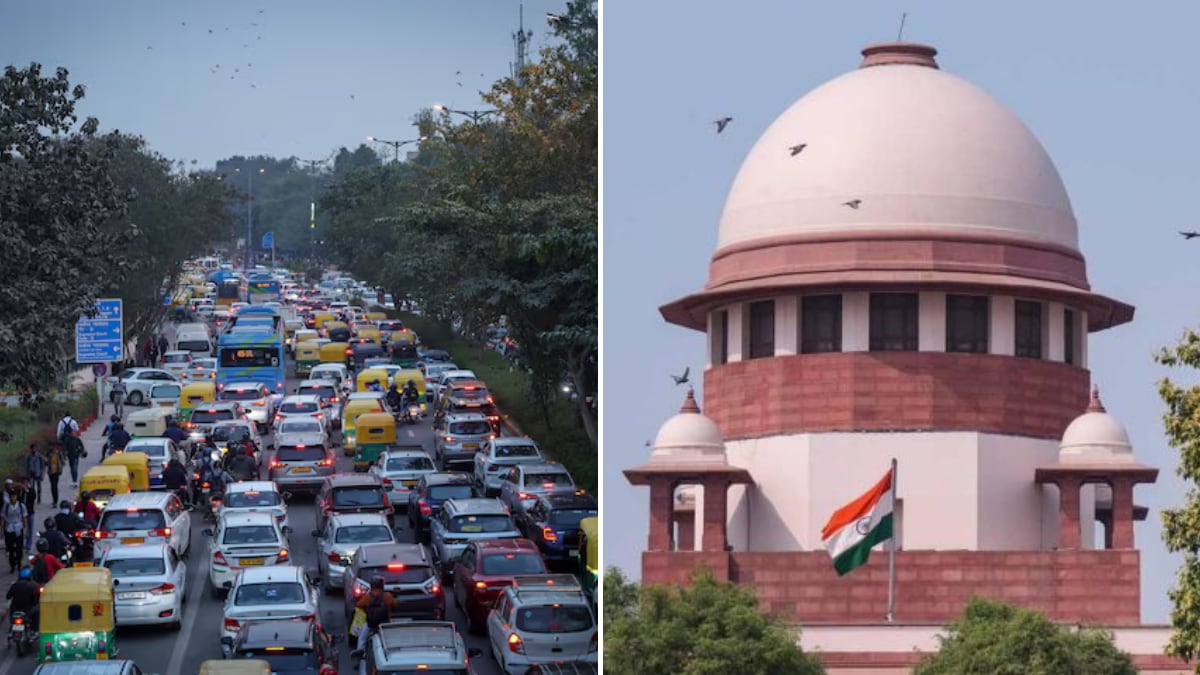 Representative images of traffic in India (L) and the Supreme Court (R) | Reuters, PTI