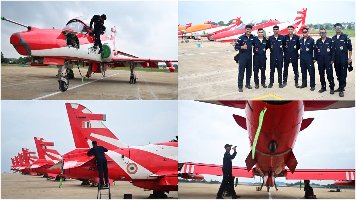 SKAT's groundsmen working on aircraft after a Mysuru airshow, at Yelahanka Air Force station in Bengaluru | Bhanu Prakash Chandra