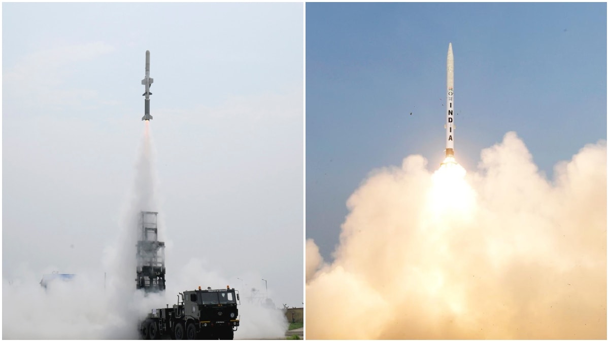 Images of the missile tests shared by Rajnath Singh | X