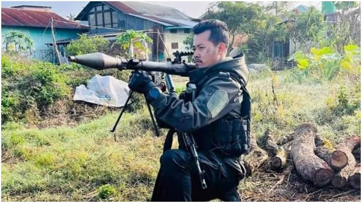 A Meitei militant with a rocket launcher | X