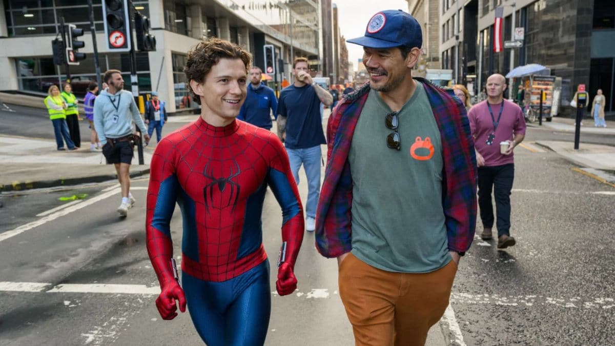 Tom Holland with Destin Daniel Cretton on the set of 'Spider-Man: Brand New Day'