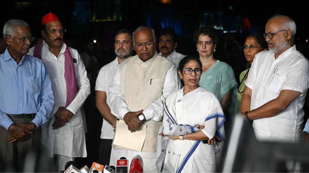 INDIA bloc leaders speak with media amid protests in Delhi | AFP