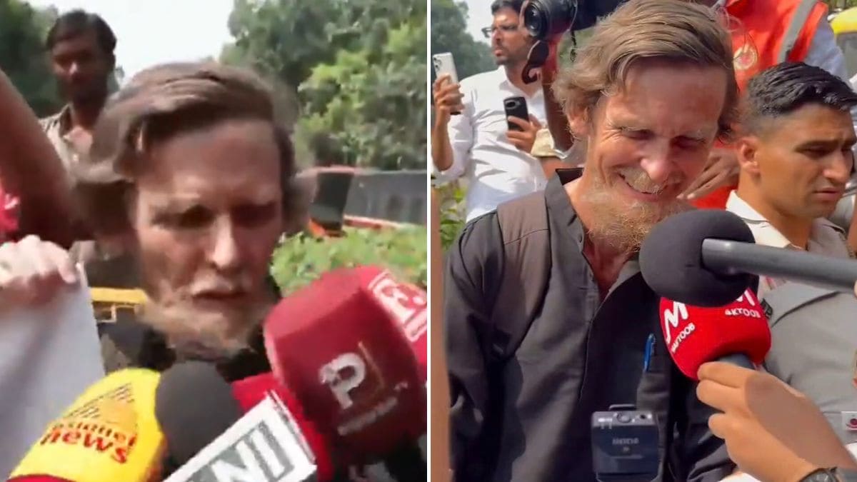 Belgian-born economist Jean Drezze at Jantar Mantar to support the CJP protests on October 10 | X, ANI