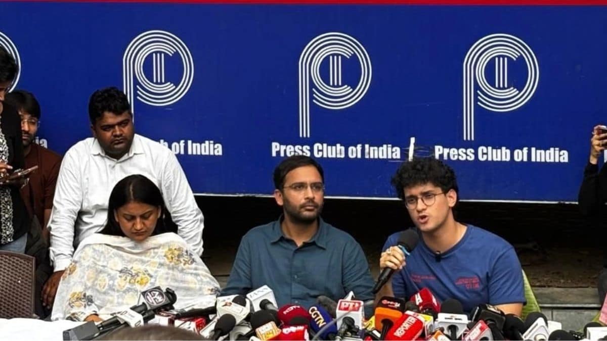 CJP leaders Saurav Das, Ashutosh Ranka and Ratna Singh holding a press conference in Delhi  | X 