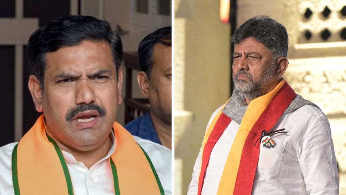 Karnataka BJP chief B Y Vijayendra. (Right) Chief Minister D K Shivakumar | X