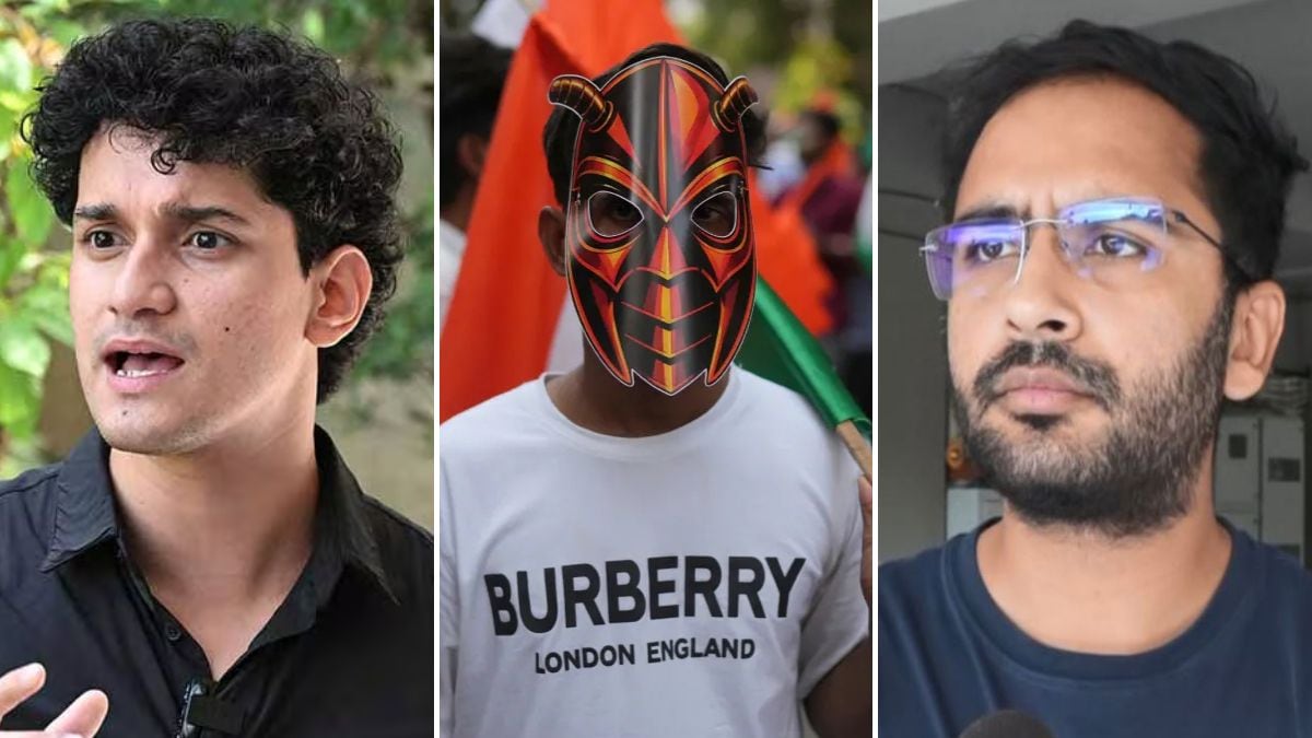 Cockroach Janta Party leaders Saurav Das (L) and Ashutosh Ranka (R); A representative image of a CJP supporter (centre) | PTI, ANI, Sanjay Ahlawat