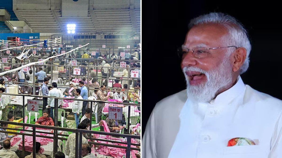 Representative image of votes being counted for the MLC polls (L) and Prime Minister Narendra Modi (R) | PTI, Reuters