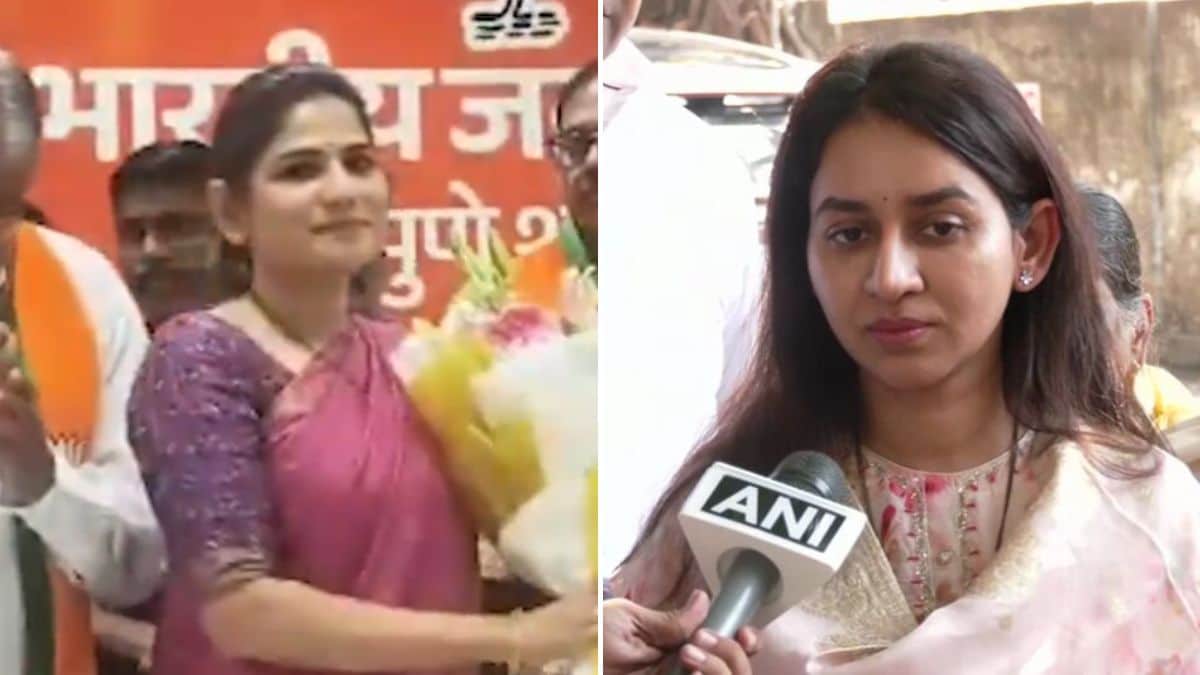Pune Graduates' MLC poll candidate Dr Smita Jadhav from the BJP (L) and Harshada Jadhav-Deshmukh from the NCP(SP) (R) | X/@ANI, @IANS_india